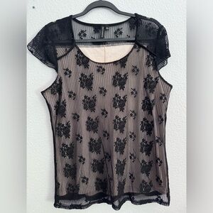 Susan Lawrence black lace shirt, XL